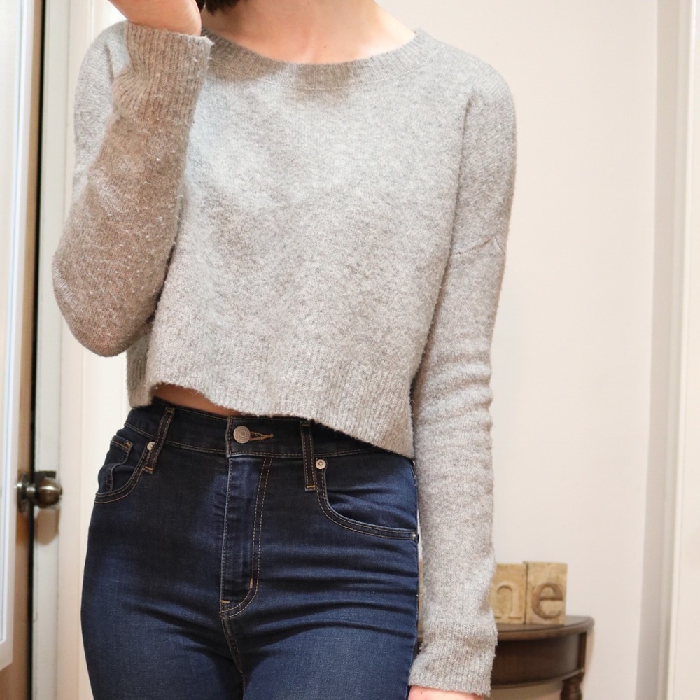 Grey Cropped Sweater